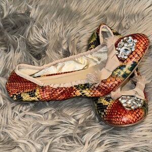 EUC Mia Partisan Snakeskin Boho Ballerina Ballet Flat Size 10
